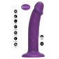 Vibrator Dong 19,5 cm Reîncărcabil IPX7, Compatibil Hamuri Mov