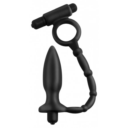 Anal Plug Ass Kicker cu Inel Erectie Negru