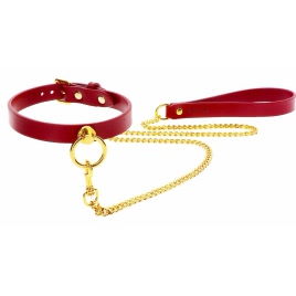O-Ring Collar And Chain Leash Rosu pe xBazar