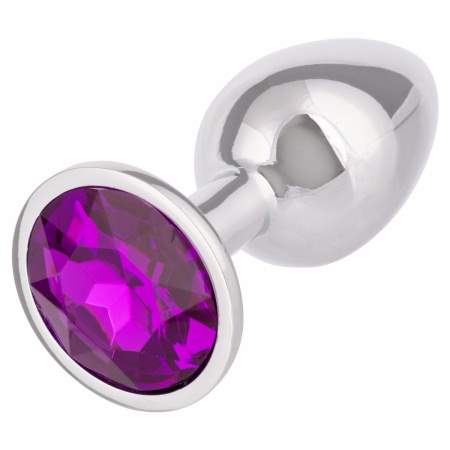 Dop Anal Jewel Mic cu Cristal Ametist, Elegant Argintiu