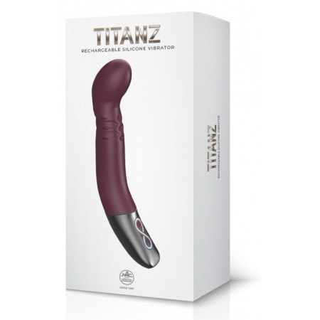 TITANZ 8 SILICONE RECHARGEABLE VIBRATOR IN RUBINE RED NMC0002474