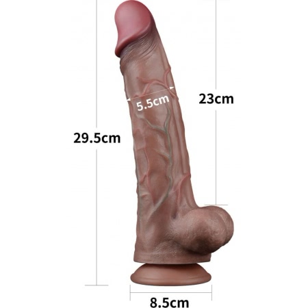 Dildo Dual-Layer Platinum 29.5 cm – Realist, Ventuză