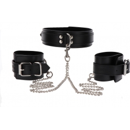 Heavy Collar and Wrist Cuffs Negru