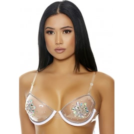 Sutien Forplay Clear Things Up Rhinestone Alb pe xBazar