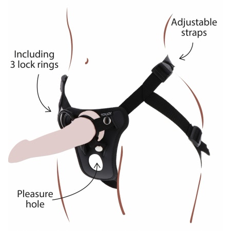 Ham Strap-On TOYJOY cu Gaură De Plăcere, Negru