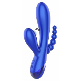 Triple Love Vibrator Rabbit Multifuncțional Albastru