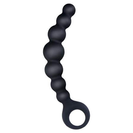 Bile Anale Din Silicon Cu Striatii 18cm Negru