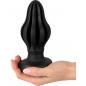 ANOS Super Soft Plug Anal 7 cm — Ventuză, Fixare Hands-free Negru