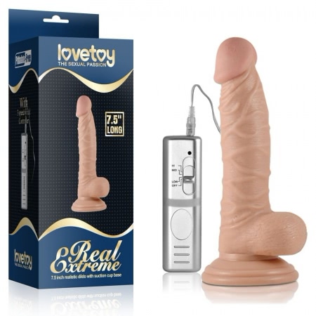 Real Extreme Vibrator 19 cm cu Ventuză Puternică