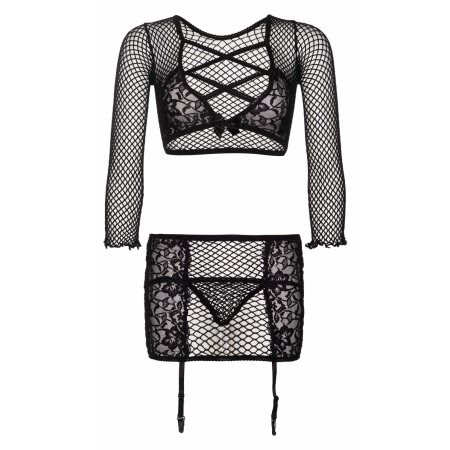 Crop Top And Skirt Leg Avenue Negru XS-L