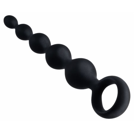 Bile Anale Din Silicon Cu Striatii 14cm Negru