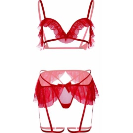 Set Leg Avenue Bralette Rosu pe xBazar