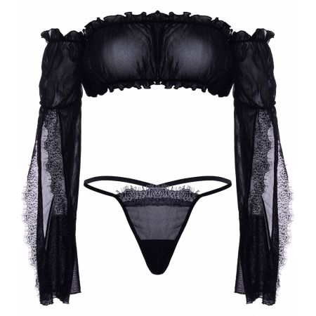 Set Leg Avenue Mesh Bandeau Negru XS-L