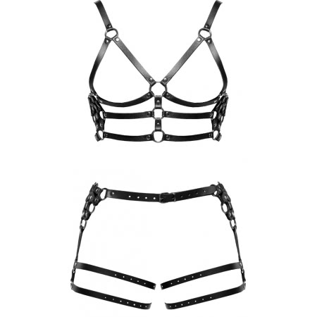 ZADO Set Hamuri Din Piele Reglabile cu Detalii Metalice M-L Negru M-L