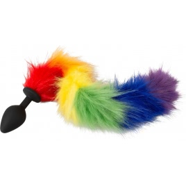 Plug Anal You2Toys cu Coadă Pufoasă Rainbow 42 cm
