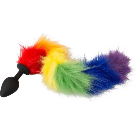Plug Anal You2Toys cu Coadă Pufoasă Rainbow 42 cm Negru