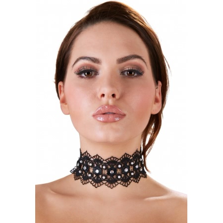 Zgarda Choker Rhinestones Negru