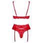 Set Obsessive Amor Cherris 3 Piese Roșu L-XL