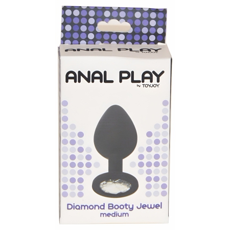 Dop Anal Diamond Jewel Medium Unisex cu Cristal Negru