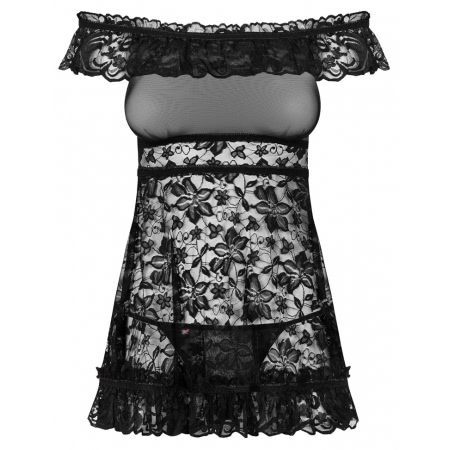 Babydoll Dress Obsessive Flores Negru S-M