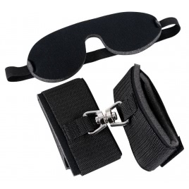 Set Blindfold Handcuffs Negru pe xBazar