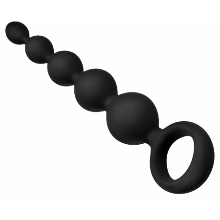 Bile Anale Din Silicon Cu Striații 14cm Negru