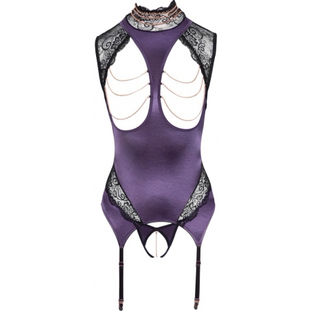 Corset Și Chilot Decupat Abierta Fină Mov M