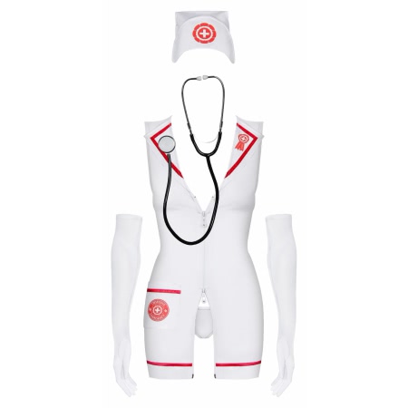 Costum Obsessive Emergency Dress Cu Stetoscop Alb S-M