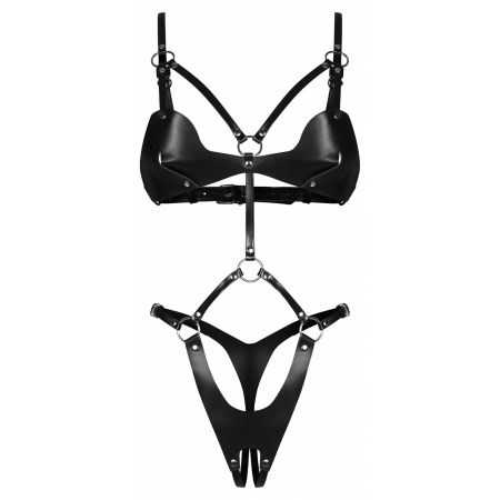 Crotchless Body Dame Controle Negru S-L