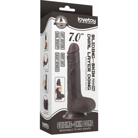 Dildo Sliding Skin Dual Layer cu Testicule și Ventuză