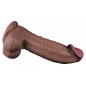 Dildo XXL Din Silicon Dublu Strat, Realist, Ventuză Maro