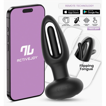 Dop Anal Cu Limbă Oscilantă Aplicație Smartphone Negru
