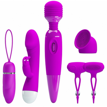 Kit Purple Desire 4 Piese Vibratoare Pentru Stimulare Variată Mov