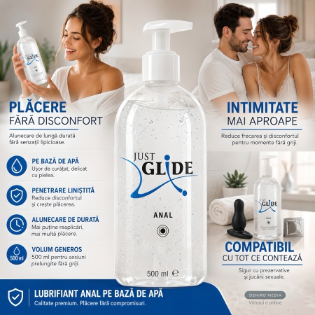 Lubrifiant Anal Just Glide pe Bază de Apă 500 ml