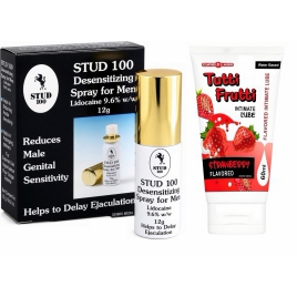 Pachet Spray Stud 100 Original + Lubrifiant Sex Oral Căpșuni 100ml pe xBazar