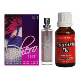 Pachet Parfum Feromoni PheroFem 15ml + Picături Afrodisiace Spanish Fly 20ml pe xBazar