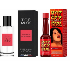 Pachet Afrodisiac Hot Sex Girl 20ml + Parfum Feromoni Top Musk 75ml pe xBazar