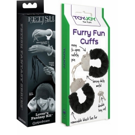 Set Limited Edition Lovers Fantasy Negru + Cătușe Furry Fun Cuffs Negru pe xBazar