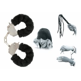 Pachet Set Limited Edition Lovers Fantasy Negru + Cătușe Furry Fun Cuffs Negru pe xBazar