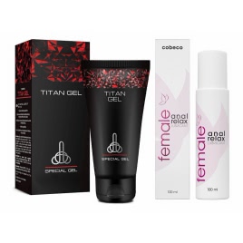 Pachet Cremă Mărirea Penisului Titan Gel Original 50ml + Lubrifiant Anal Female Cobeco Relax 120ml pe xBazar