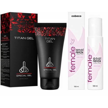 Pachet Cremă Mărirea Penisului Titan Gel Original 50ml + Lubrifiant Anal Female Cobeco Relax 120ml
