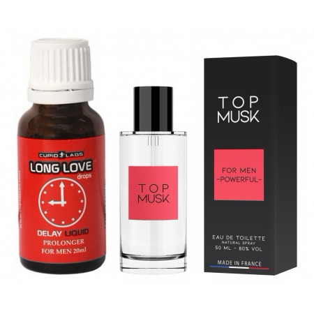 Pachet Picături Ejaculare Precoce Long Love 20ml + Parfum Feromoni Top Musk 75ml