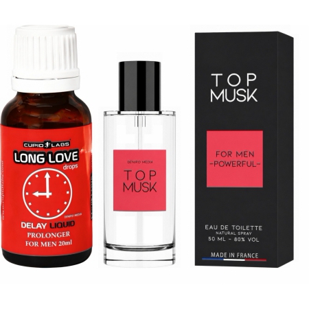 Pachet Picături Ejaculare Precoce Long Love 20ml + Parfum Feromoni Top Musk 75ml