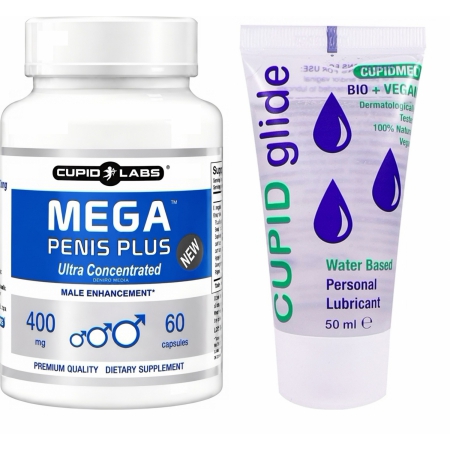 Pachet Pastile Mărirea Penisului Mega Penis Plus + Lubrifiant Bio Cupid Glide