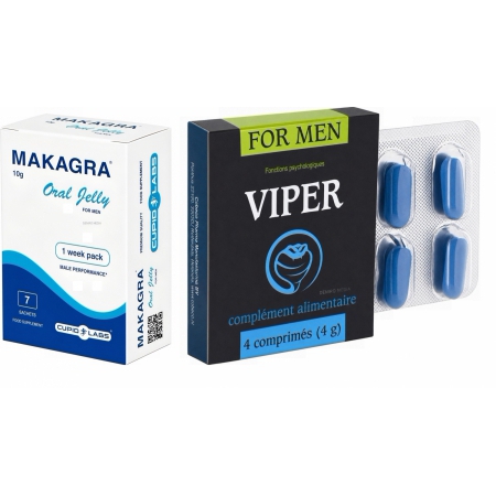 Pachet Stimulent Makagra Oral Jelly 10g + Pastile Potentă Viper FR 4 capsule