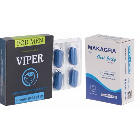 Pachet Stimulent Makagra Oral Jelly 10g + Pastile Potentă Viper FR 4 capsule