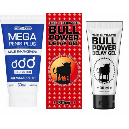 Pachet Gel Mărire Penis Mega Penis Plus 65ml Și Gel Ejaculare Prematură Bull Power Delay 30ml