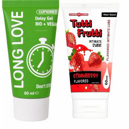 Pachet Gel Ejaculare Precoce Long Love 50ml + Lubrifiant Sex Oral Căpșuni 100ml