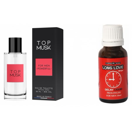 Pachet Picaturi Ejaculare Precoce Long Love 20ml + Parfum Feromoni Top Musk 75ml