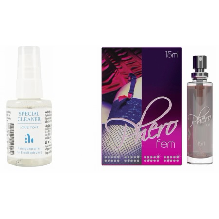 Pachet Parfum Feromoni PheroFem 15ml + Special Cleaner Love Toys 50ml
